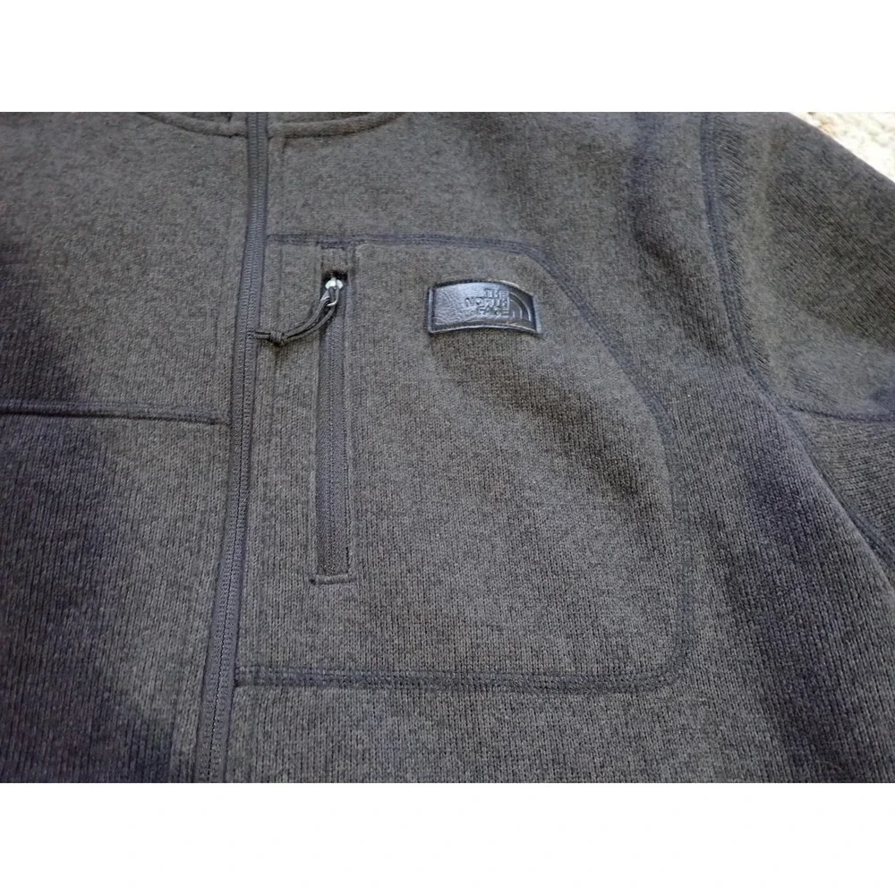 The North Face Fleece Hoodie Mens Large Gray Excellent Full Zip Sherpa Lined